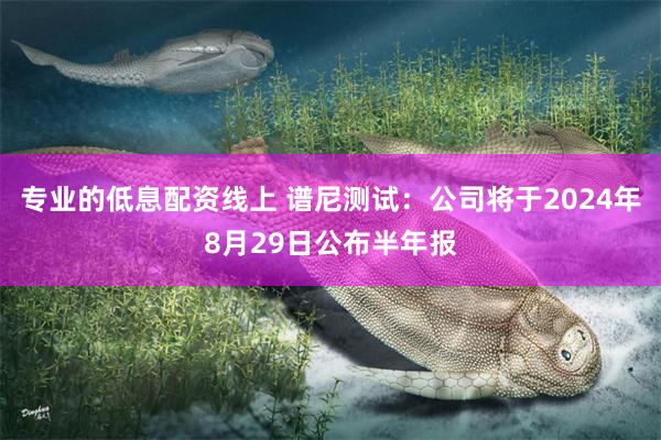 专业的低息配资线上 谱尼测试：公司将于2024年8月29日公布半年报