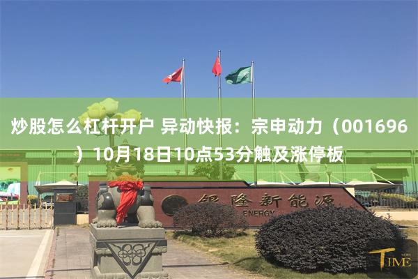 炒股怎么杠杆开户 异动快报：宗申动力（001696）10月18日10点53分触及涨停板