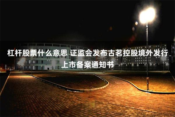 杠杆股票什么意思 证监会发布古茗控股境外发行上市备案通知书