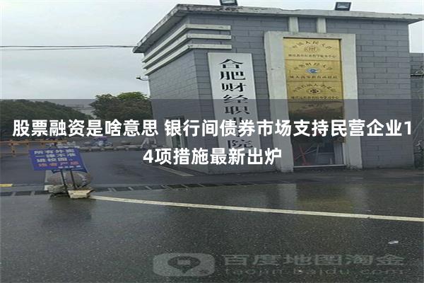 股票融资是啥意思 银行间债券市场支持民营企业14项措施最新出炉